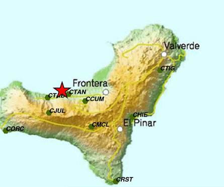 Epicenter of another M2.2 swarm earthquake at a depth of 22 km