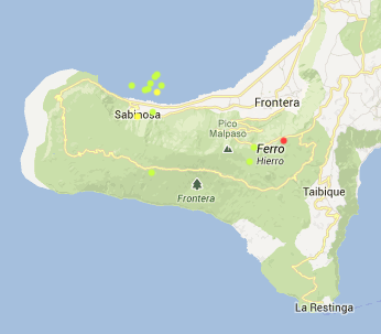 Last 9 epicenters Image courtesy avcan - seismicity is back below the island