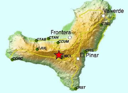 Epicenter from the M2.7 earthquake which was being felt by the islanders