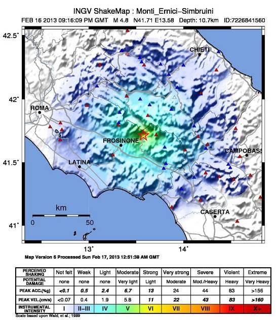 Shaking map courtesy INGV