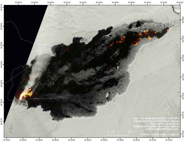 NASA EO-1 image acquired on 21.1.2015, processed by the Institute of Earth Sciences. Courtesy of the Icelandic Met Office.