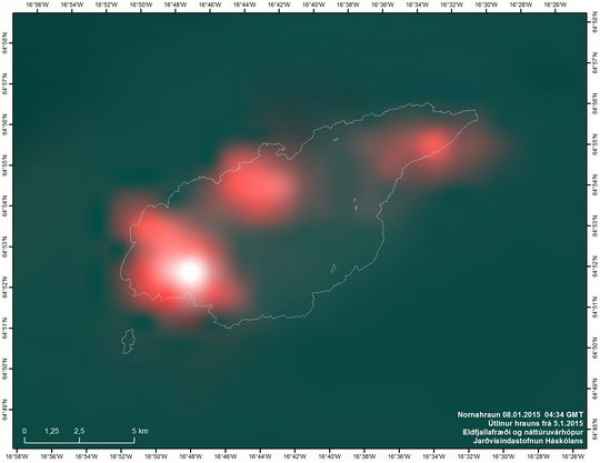 Thermal image taken January 8, courtesy of the Institute of Earth Sciences.