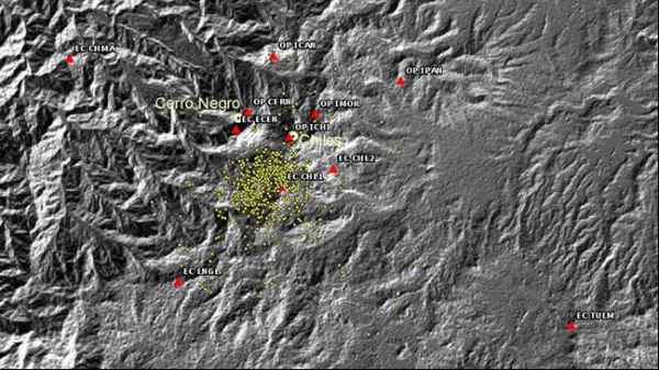 Map of epicenters located between Dec 1-2. Courtesy of Instituto Geofisico, Ecuador.