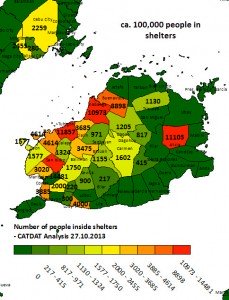 100000 people in shelters (NDRRMC) - James Daniell/CATDAT 27.10.2013