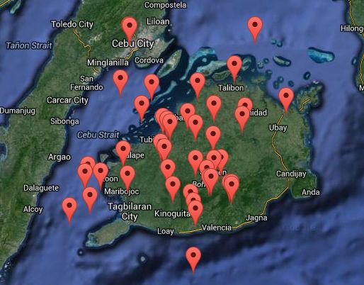 Mainshock and aftershocks epicenters