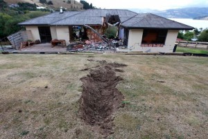 A rock caused this hole in a house!