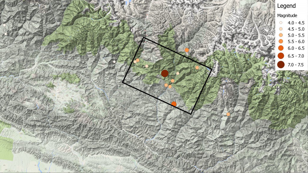 A map of the aftershocks of the M7.3 mainshock earthquake of today.