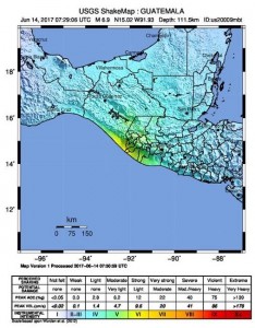 Heavy toll after the Guatemala / Mexico earthquake :  5 fatalities, 19 wounded - June 14, 2017